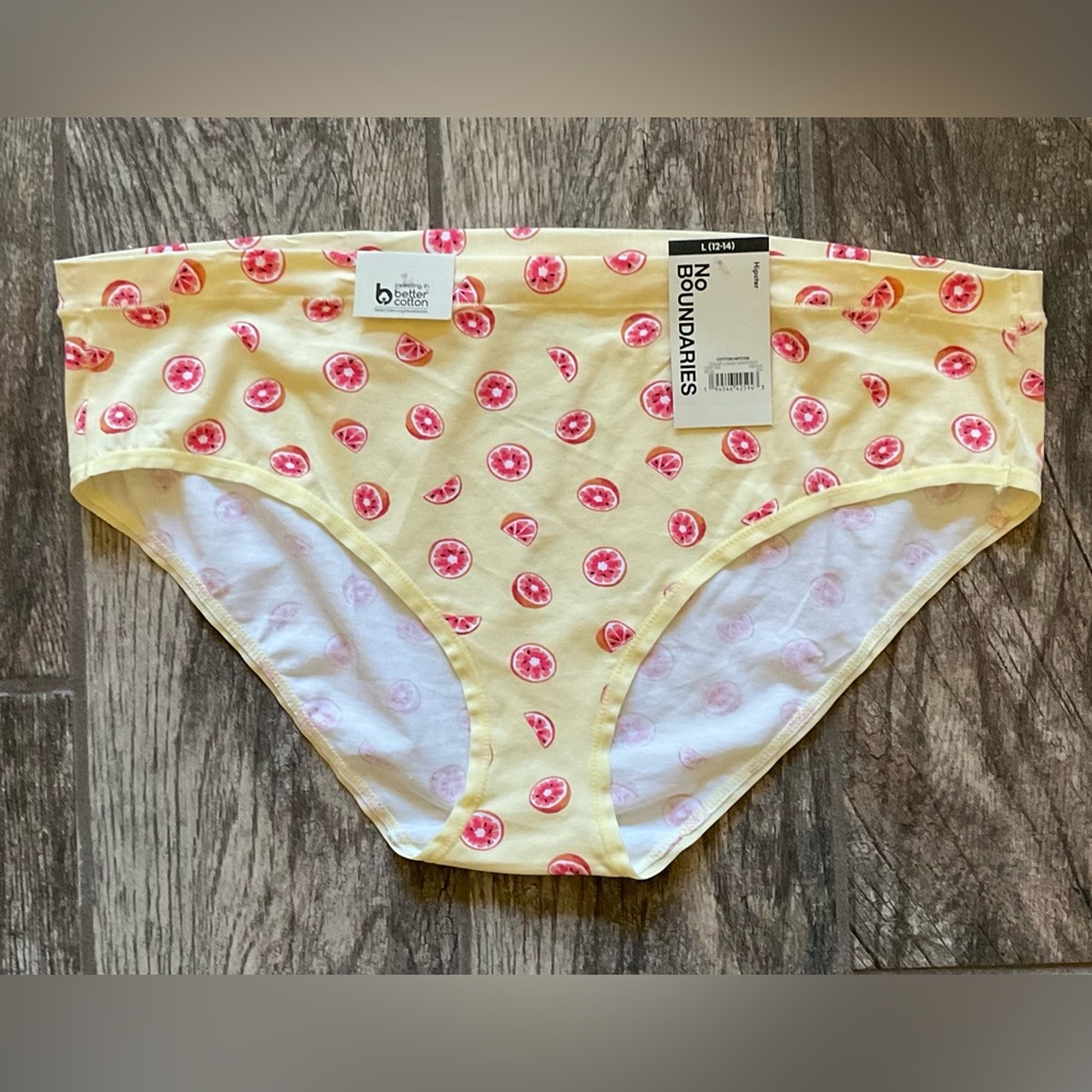 New Nobo, No Boundaries Cotton Hipster Panties You Pick Size Lemon Grapefruit
